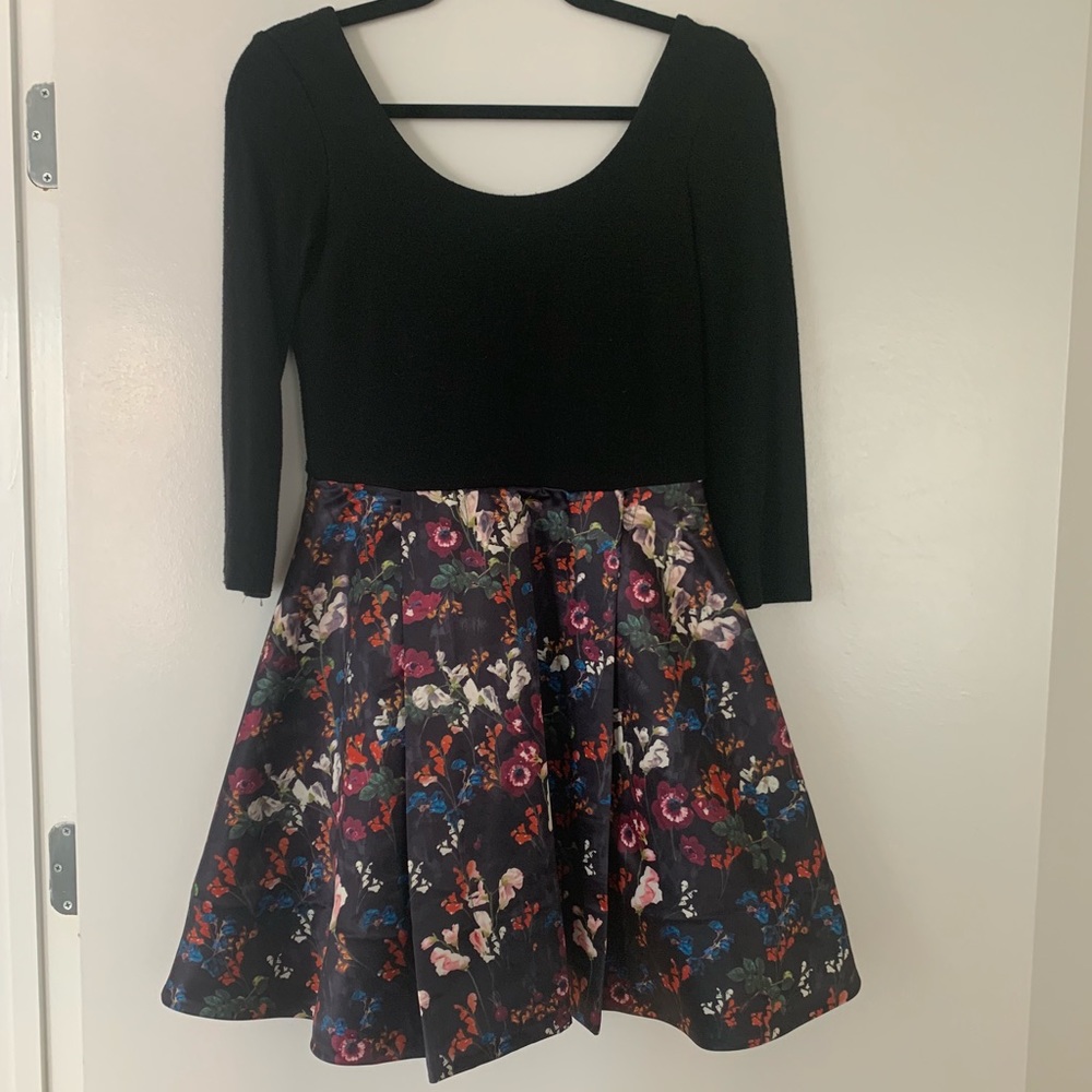 Alice + Olivia Black Floral Mini Dress